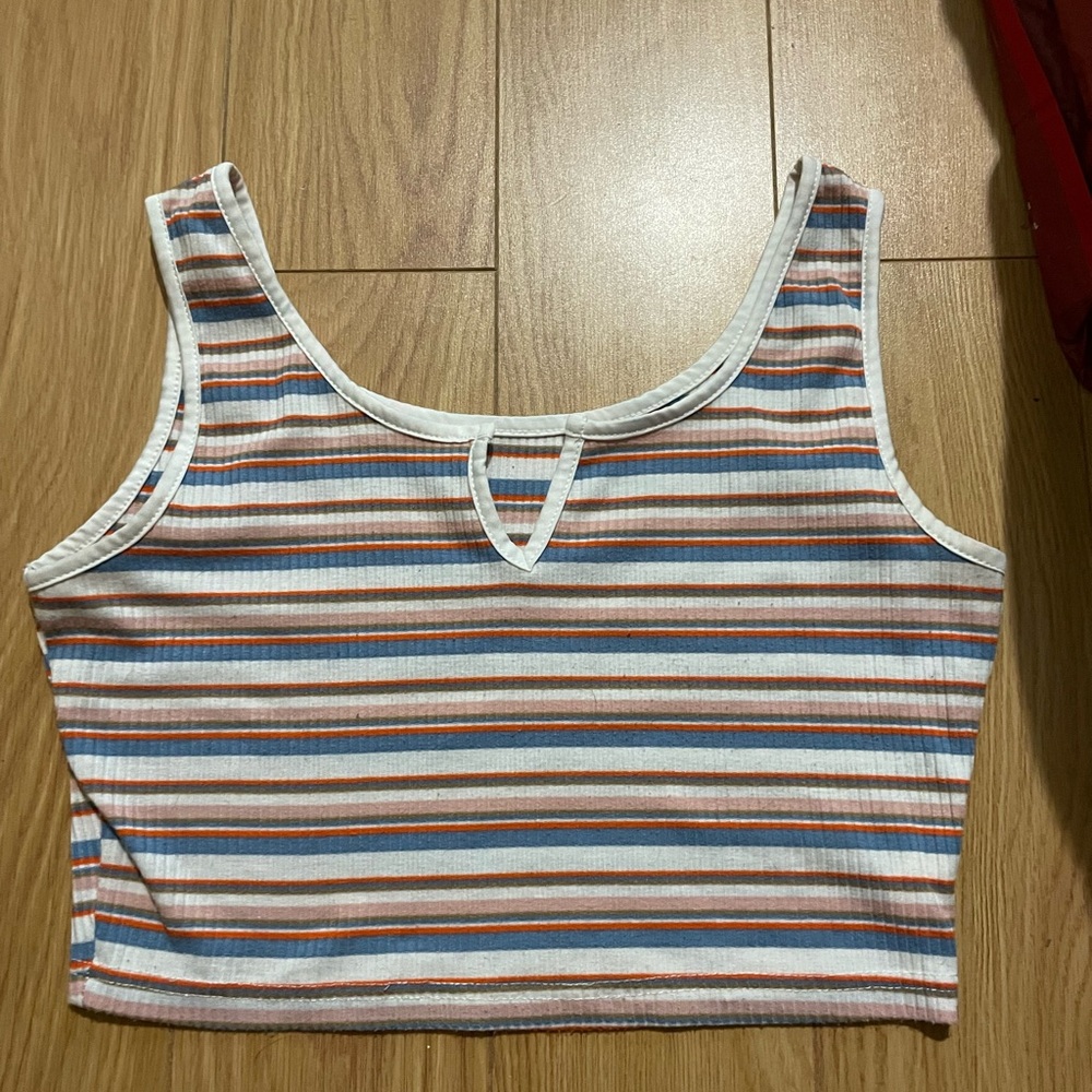 2/$15 ROMWE Multicolor Striped Crop Top